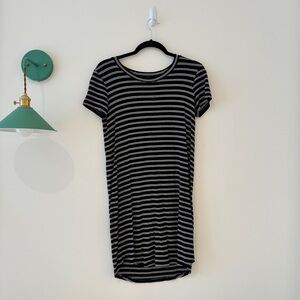 Garage Black and White Striped Short-sleeve T-Shirt Dress
